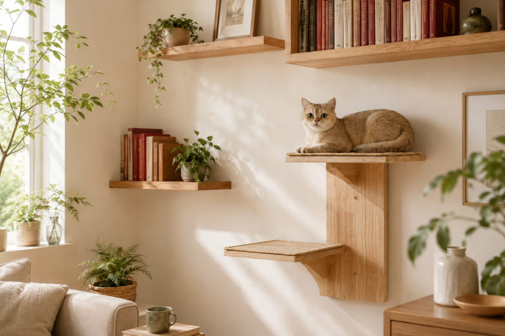 cat shelves. hidden cat furniture ideas