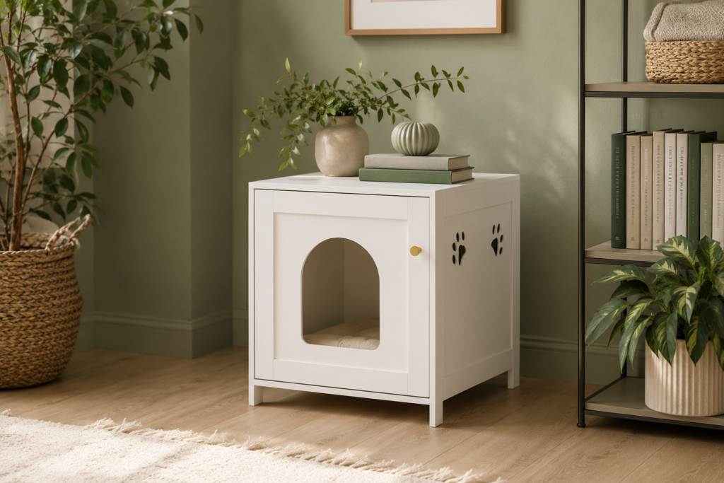 hidden cat litter box. hidden cat furniture ideas