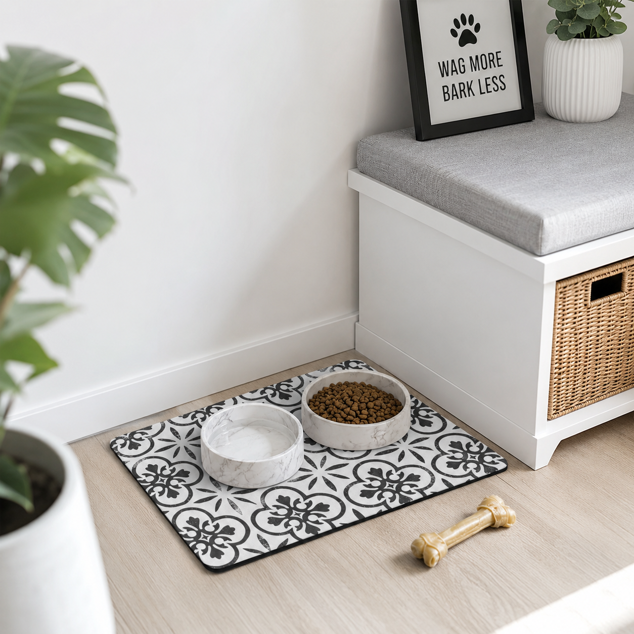 Absorbent dog food mat