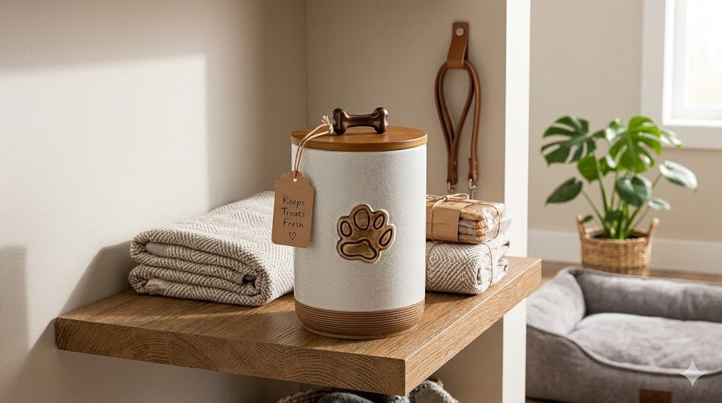 Ceramic dog treat container