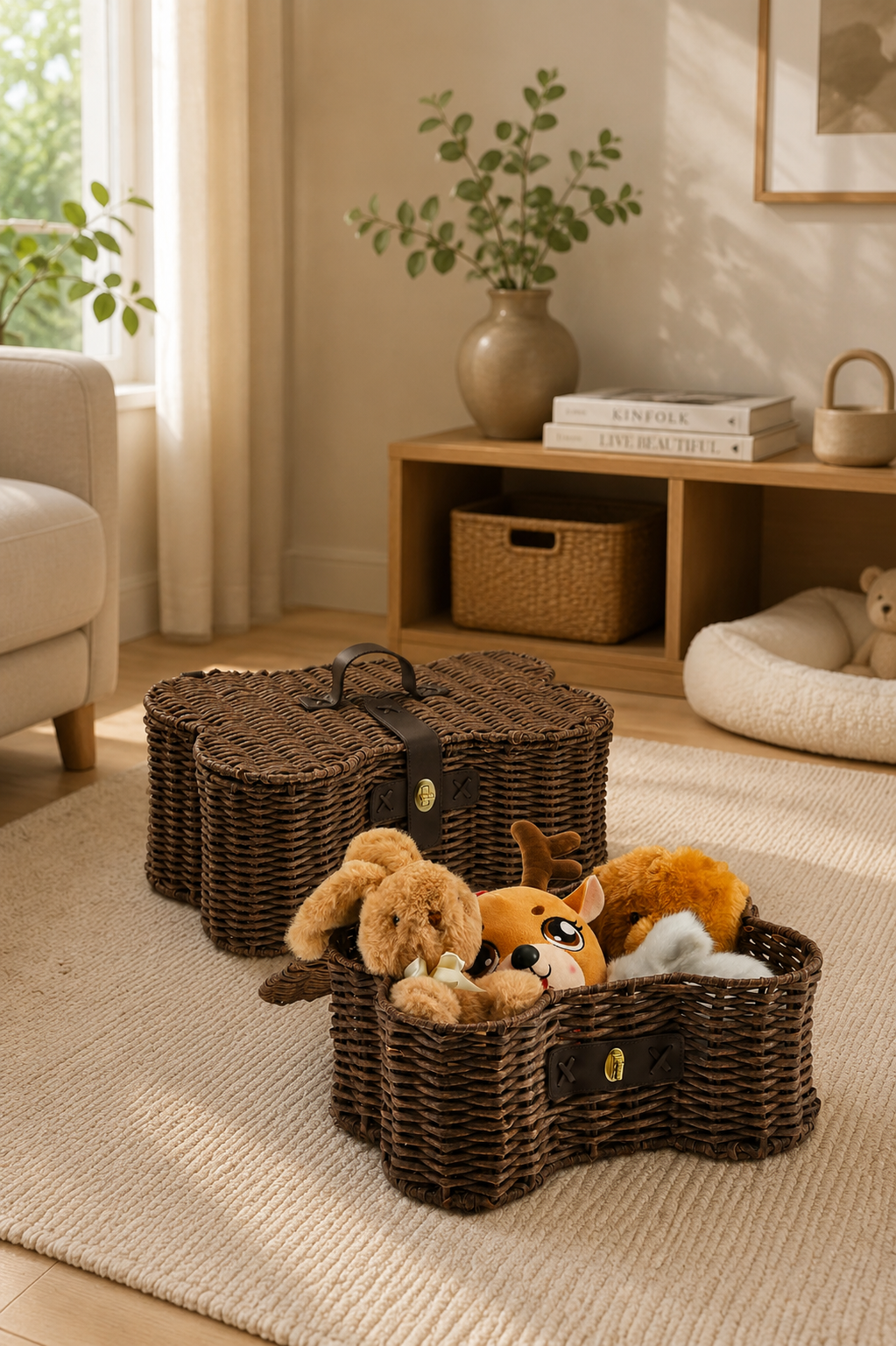Barydat dog toy basket with lid