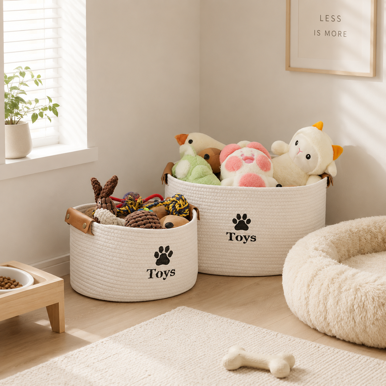 Cotton rope dog toy basket