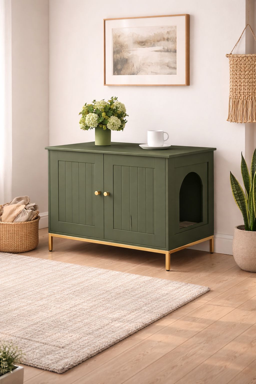 Homhedy Cat Litter Box Enclosure with metal frame