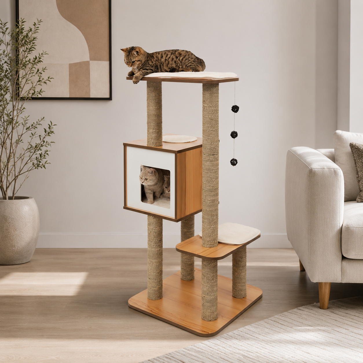Vesper Cat Tree in walnut finish