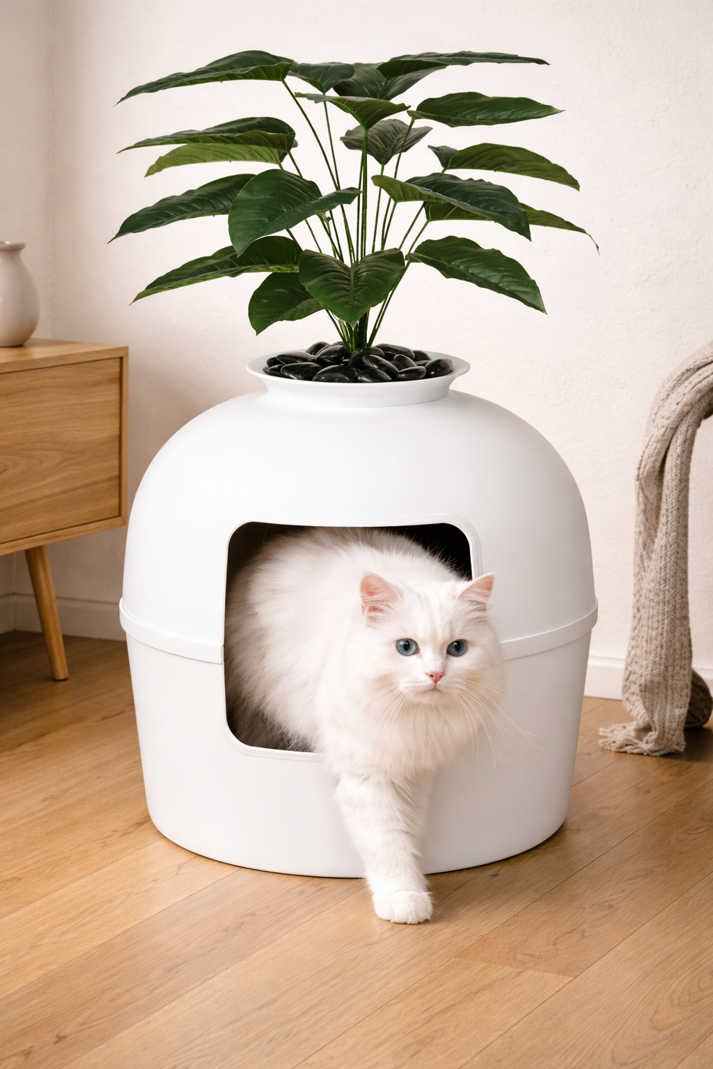 Bundle & Bliss Secret Litter Box with faux plant