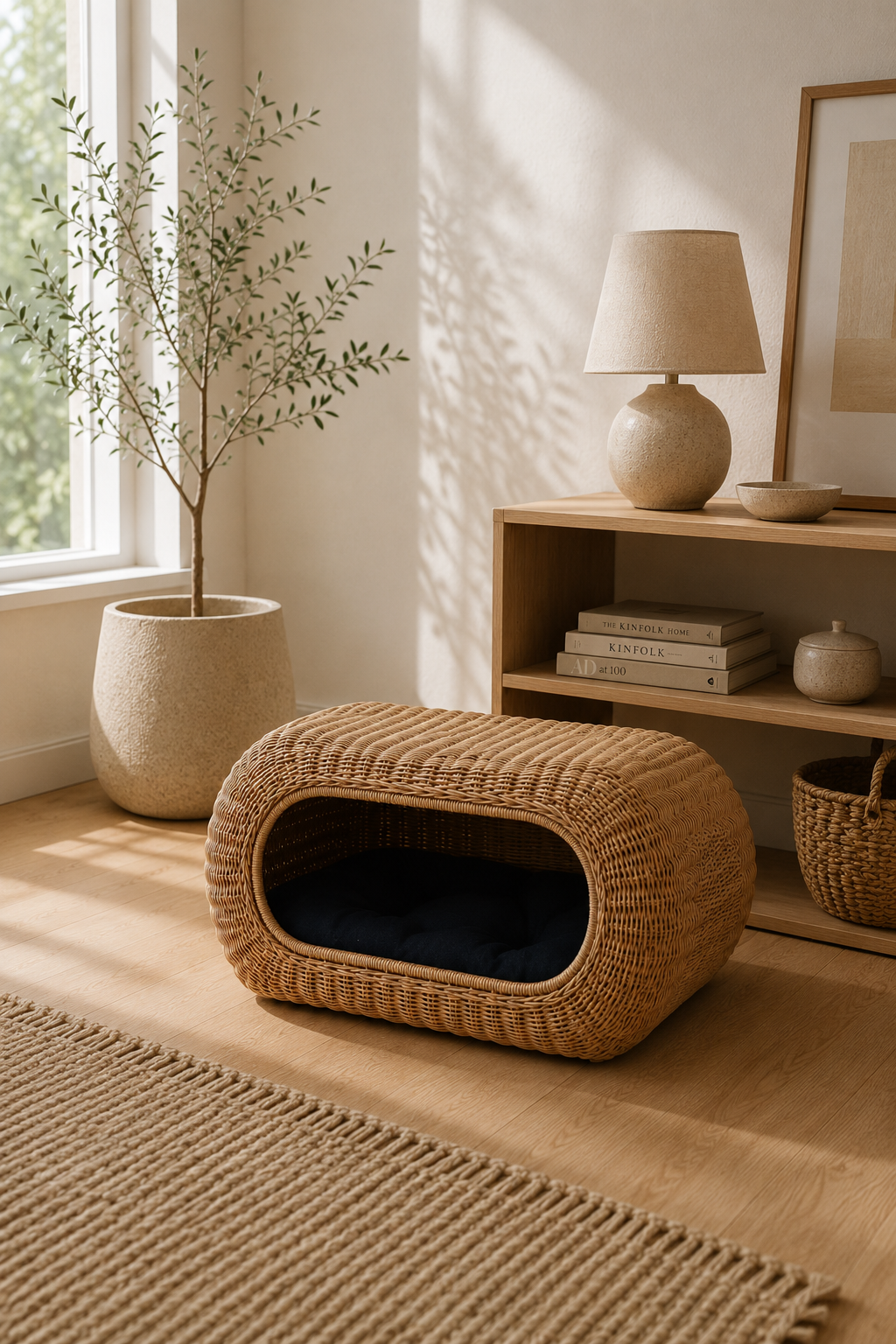 D+GARDEN stackable wicker cat hideaway house