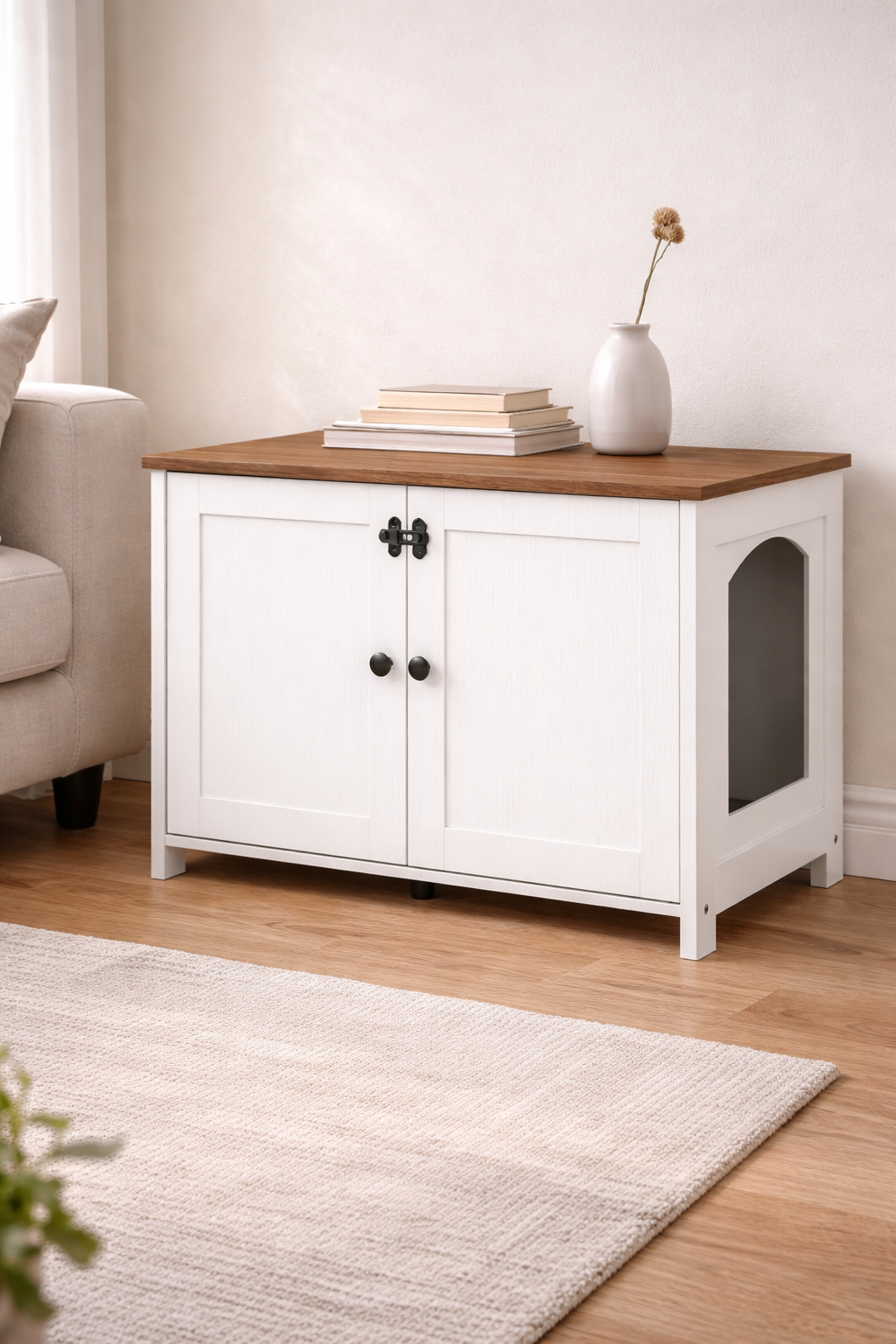 HOOBRO litter box enclosure with removable divider