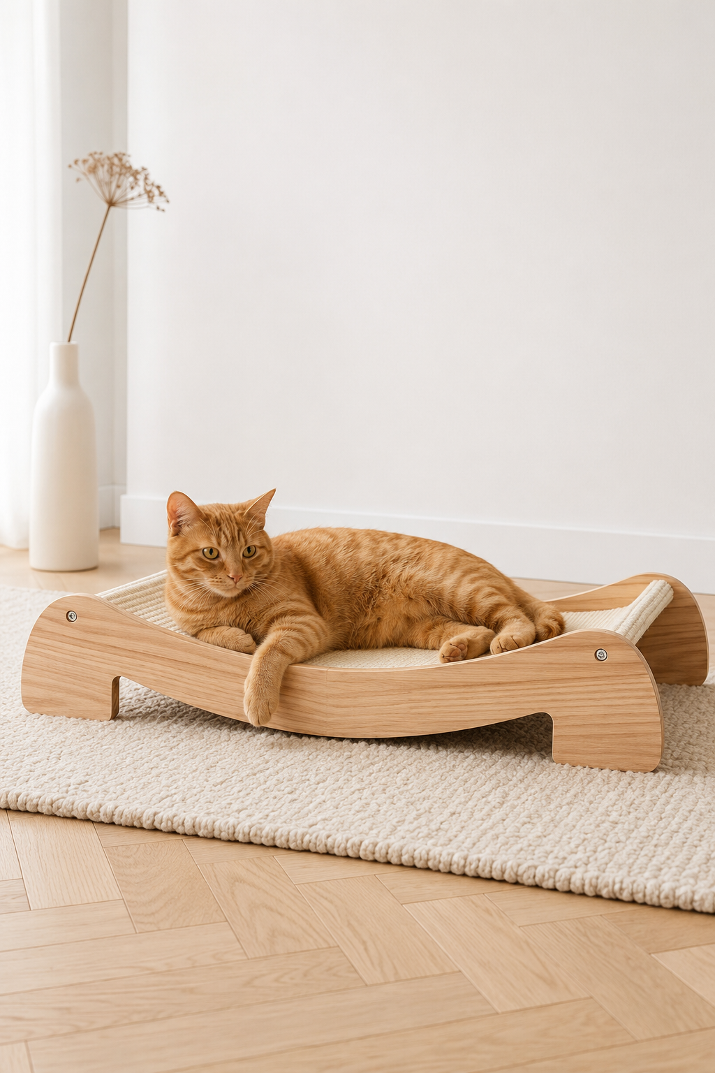 Mookie's extra wide cat scratcher bed with sisal