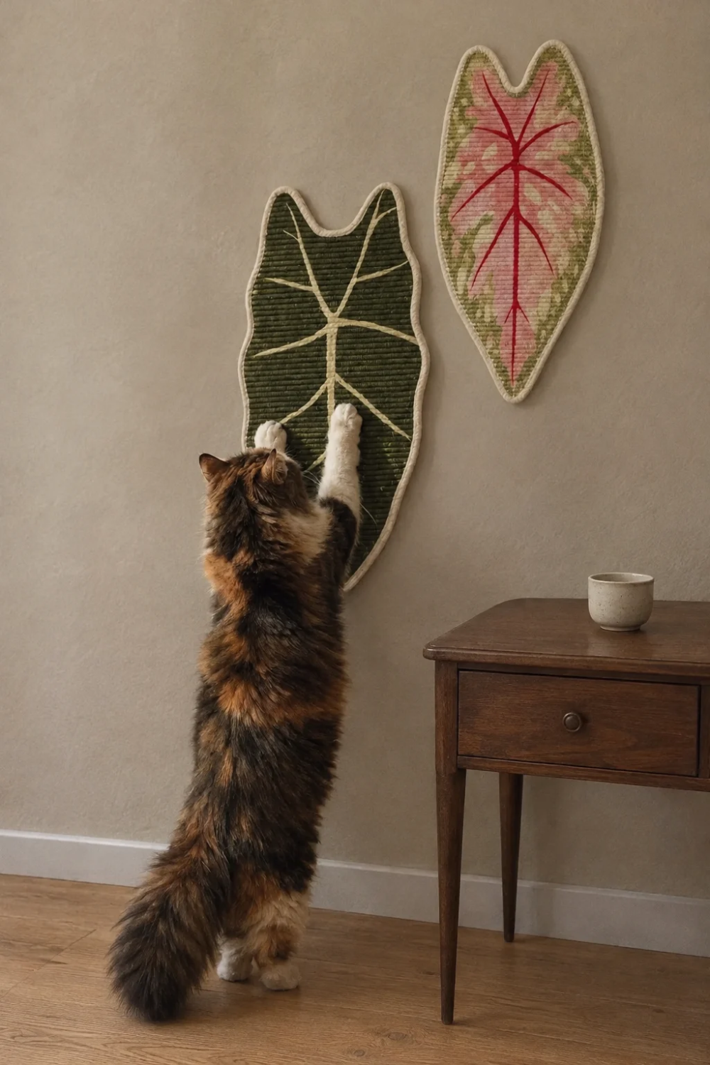Premium natural sisal botanical leaf shaped cat scratcher mat